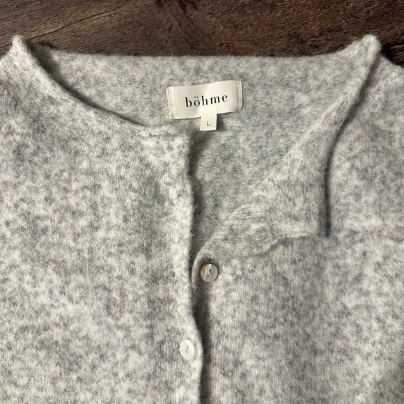 bohme Sweaters - bohme Soft Light Gray Button-Front Knit Cardigan